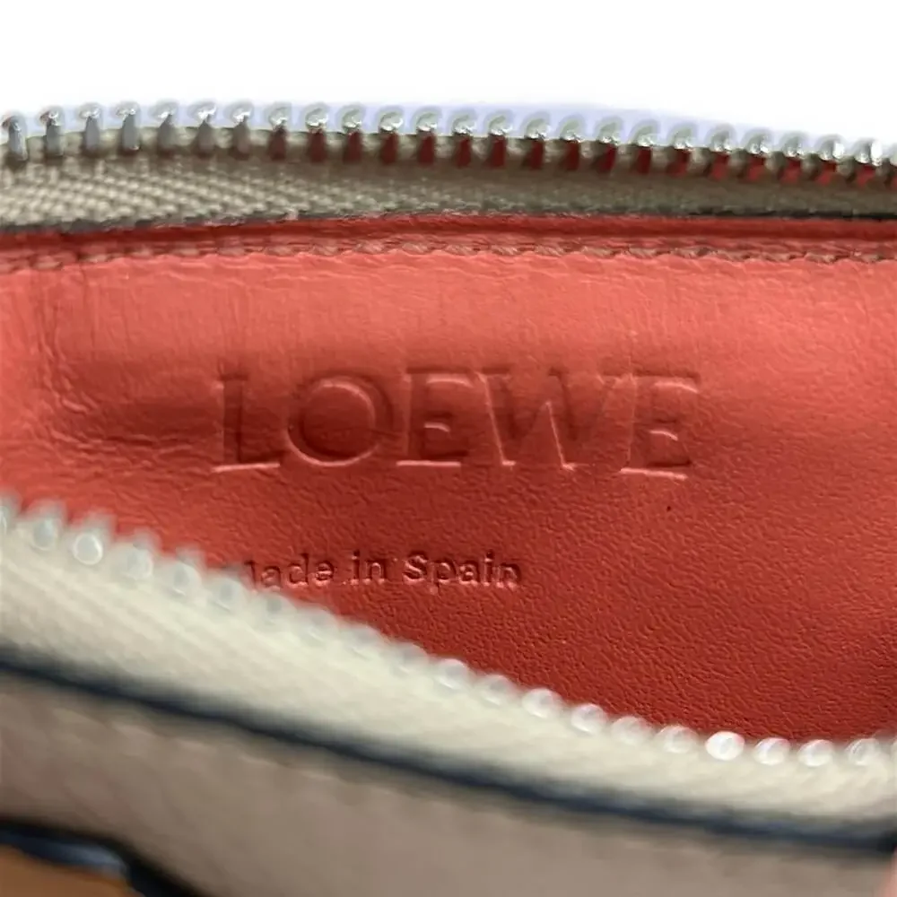 Loewe Coin Card Holder Coin Case Gray Light Brown Pink